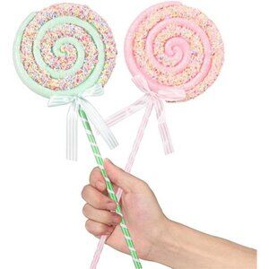 Pastel Christmas Tree Candy Picks 2pcs 16inch Pink Green Macaron Candy Lollipop
